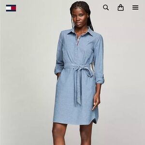Tommy Hilfiger Wens Chambray‎ Button Front Long Sleeve Dress, Us size M